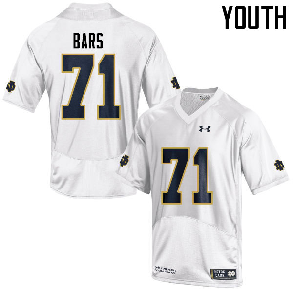 Youth NCAA Notre Dame Fighting Irish #71 Alex Bars Stitched College Under Armour Authentic White Football Jersey MJ10Z20AN